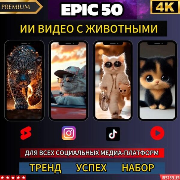 50 эпических видеороликов с животными с искусственным интеллектом